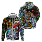 Personalized Hawthorn Football Hawks Zip Hoodie Tropical Hibiscus Flowers - Pacific Fusion Style