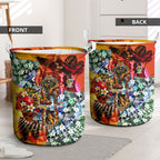 Personalized Richmond Football Tigers Laundry Basket Tropical Hibiscus Flowers - Pacific Fusion Style