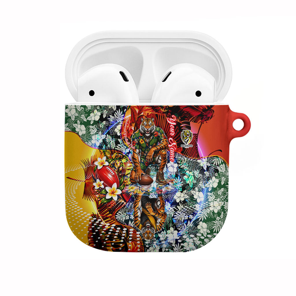Personalized Richmond Football Tigers AirPods Case Tropical Hibiscus Flowers - Pacific Fusion Style