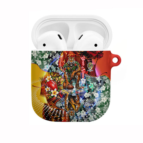 Personalized Richmond Football Tigers AirPods Case Tropical Hibiscus Flowers - Pacific Fusion Style