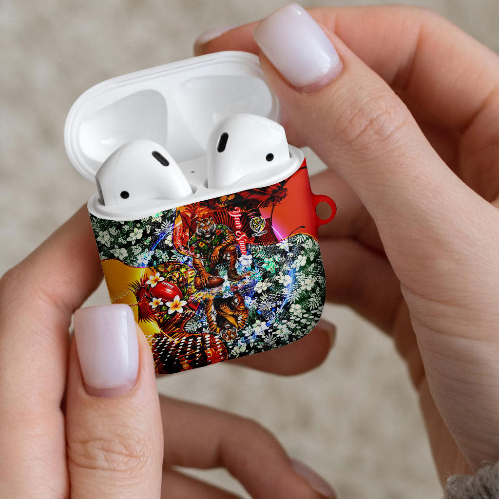 Personalized Richmond Football Tigers AirPods Case Tropical Hibiscus Flowers - Pacific Fusion Style