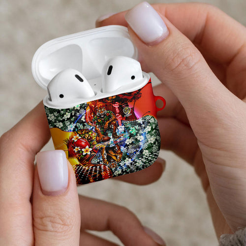 Personalized Richmond Football Tigers AirPods Case Tropical Hibiscus Flowers - Pacific Fusion Style