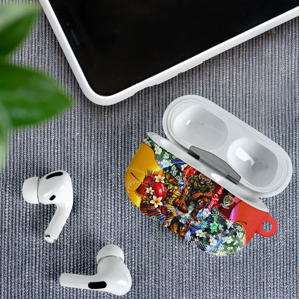 Personalized Richmond Football Tigers AirPods Case Tropical Hibiscus Flowers - Pacific Fusion Style
