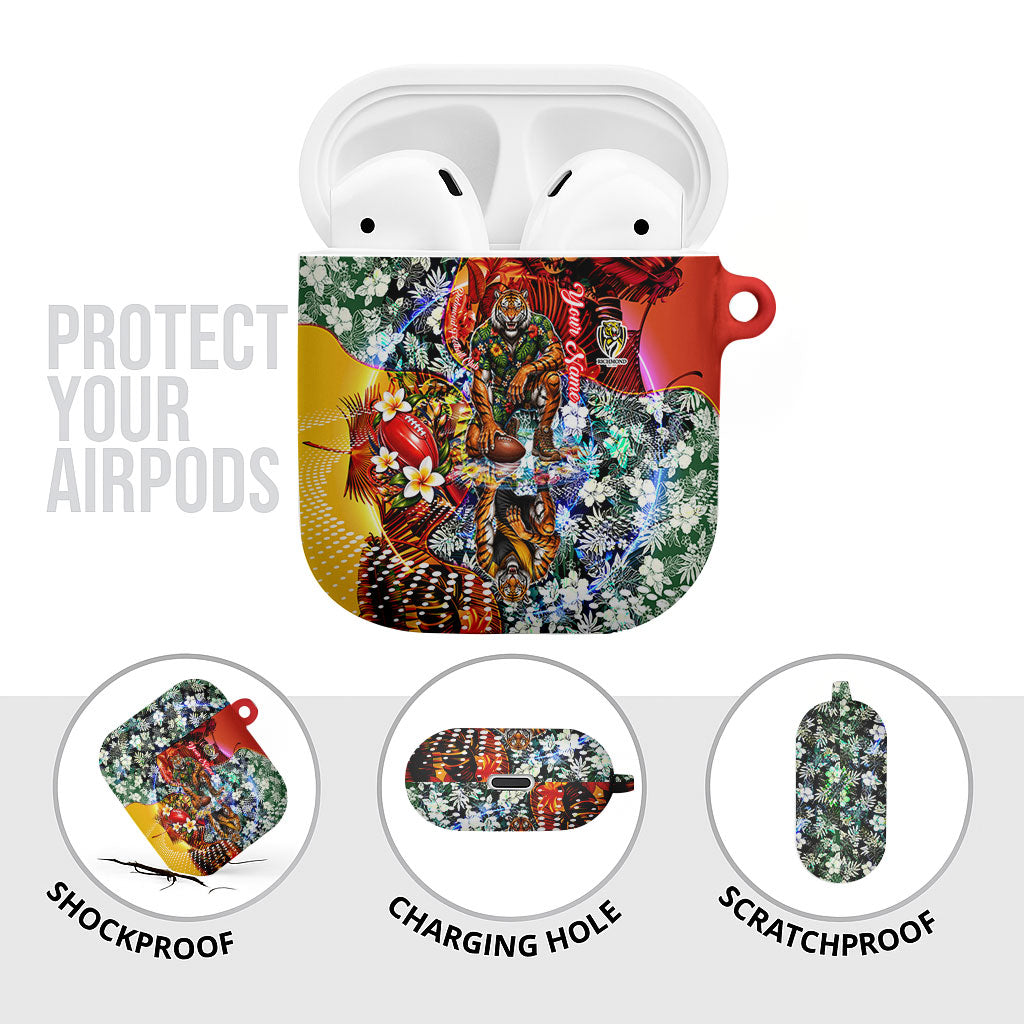 Personalized Richmond Football Tigers AirPods Case Tropical Hibiscus Flowers - Pacific Fusion Style