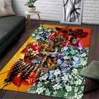 Personalized Richmond Football Tigers Area Rug Tropical Hibiscus Flowers - Pacific Fusion Style