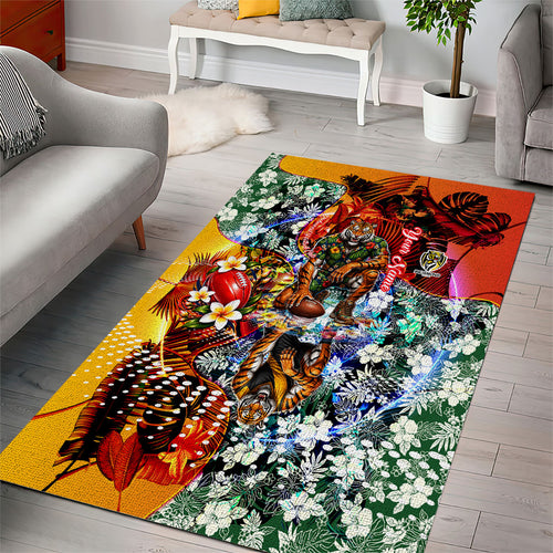 Personalized Richmond Football Tigers Area Rug Tropical Hibiscus Flowers - Pacific Fusion Style