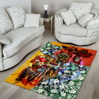 Personalized Richmond Football Tigers Area Rug Tropical Hibiscus Flowers - Pacific Fusion Style