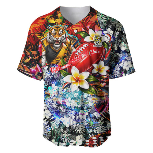 Personalized Richmond Football Tigers Baseball Jersey Tropical Hibiscus Flowers - Pacific Fusion Style