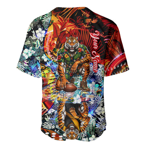 Personalized Richmond Football Tigers Baseball Jersey Tropical Hibiscus Flowers - Pacific Fusion Style