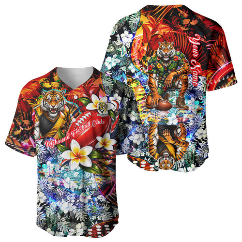Personalized Richmond Football Tigers Baseball Jersey Tropical Hibiscus Flowers - Pacific Fusion Style