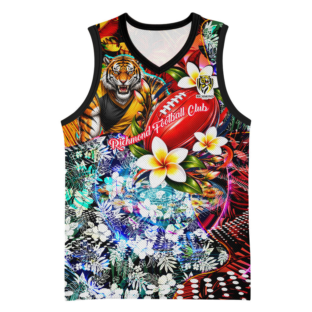 Personalized Richmond Football Tigers Basketball Jersey Tropical Hibiscus Flowers - Pacific Fusion Style