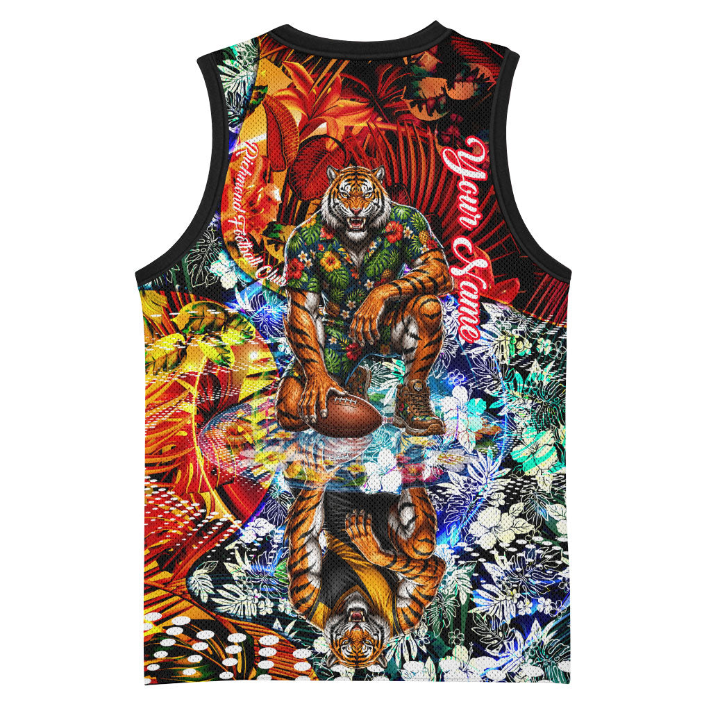 Personalized Richmond Football Tigers Basketball Jersey Tropical Hibiscus Flowers - Pacific Fusion Style