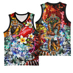 Personalized Richmond Football Tigers Basketball Jersey Tropical Hibiscus Flowers - Pacific Fusion Style