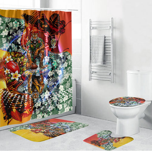Personalized Richmond Football Tigers Bathroom Set Tropical Hibiscus Flowers - Pacific Fusion Style