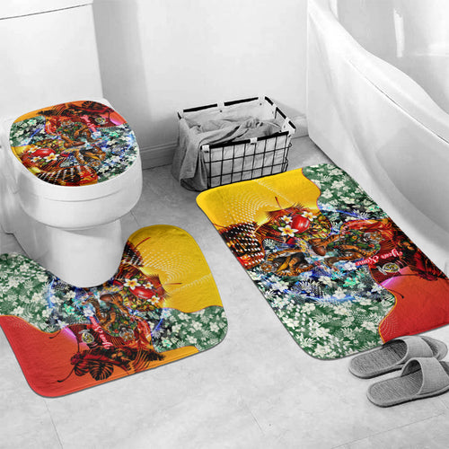 Personalized Richmond Football Tigers Bathroom Set Tropical Hibiscus Flowers - Pacific Fusion Style