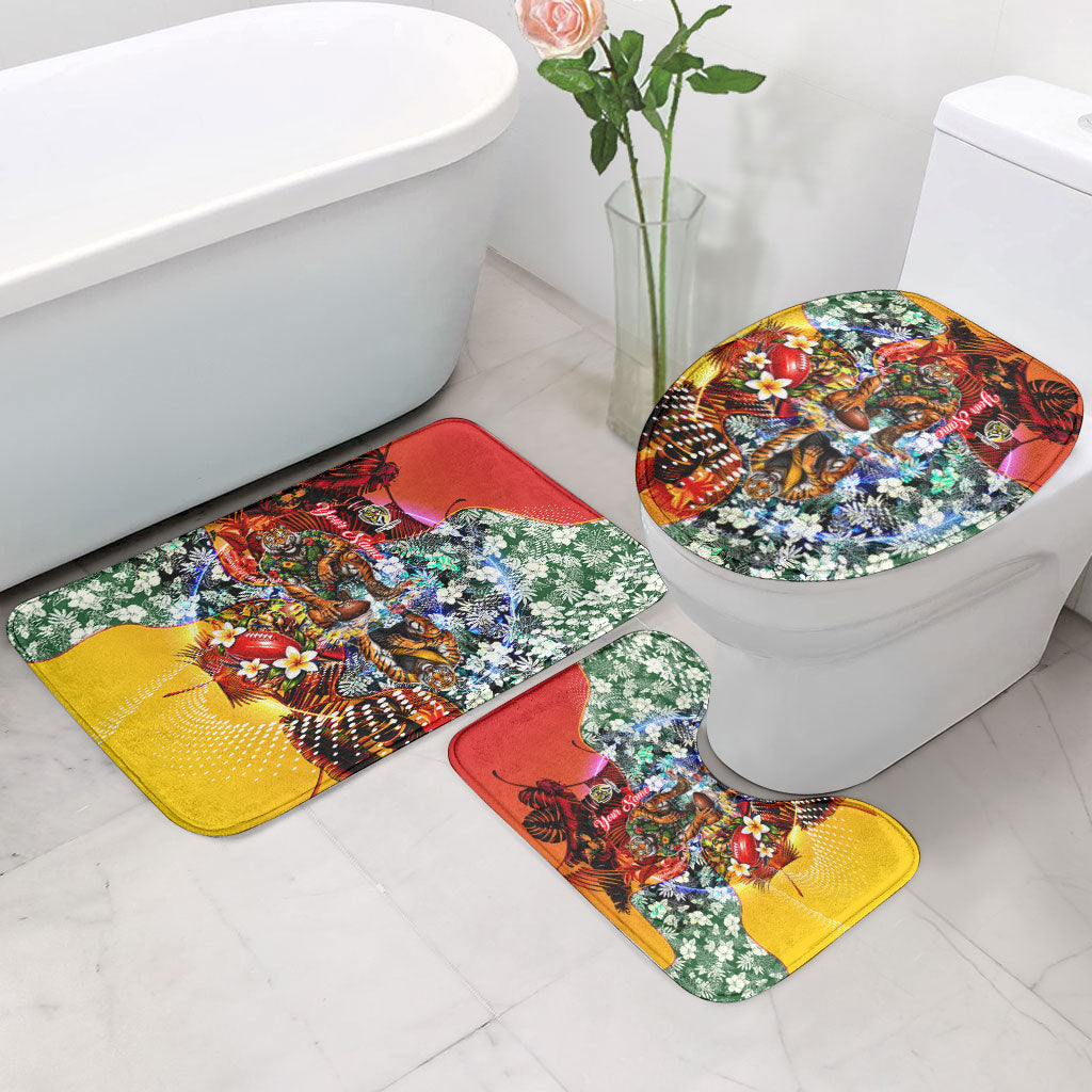 Personalized Richmond Football Tigers Bathroom Set Tropical Hibiscus Flowers - Pacific Fusion Style