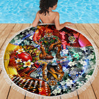 Personalized Richmond Football Tigers Beach Blanket Tropical Hibiscus Flowers - Pacific Fusion Style