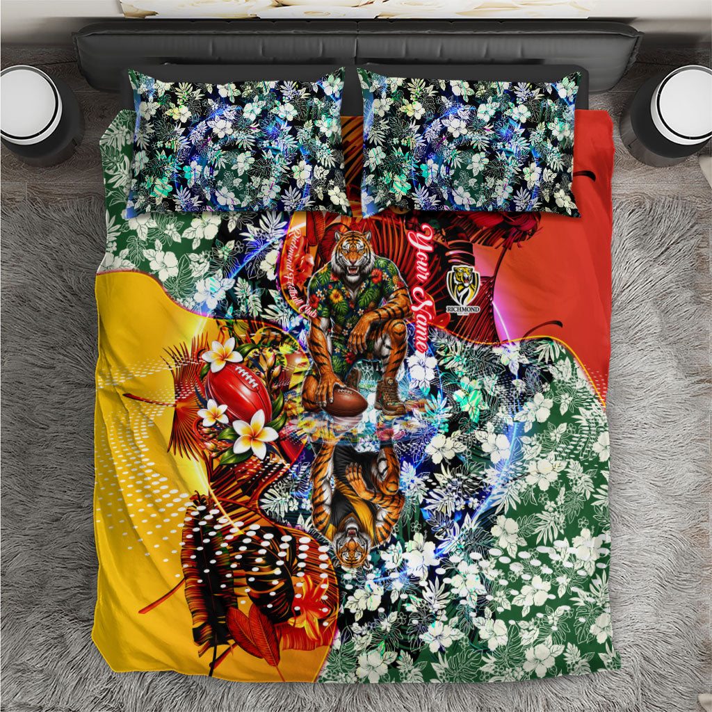 Personalized Richmond Football Tigers Bedding Set Tropical Hibiscus Flowers - Pacific Fusion Style