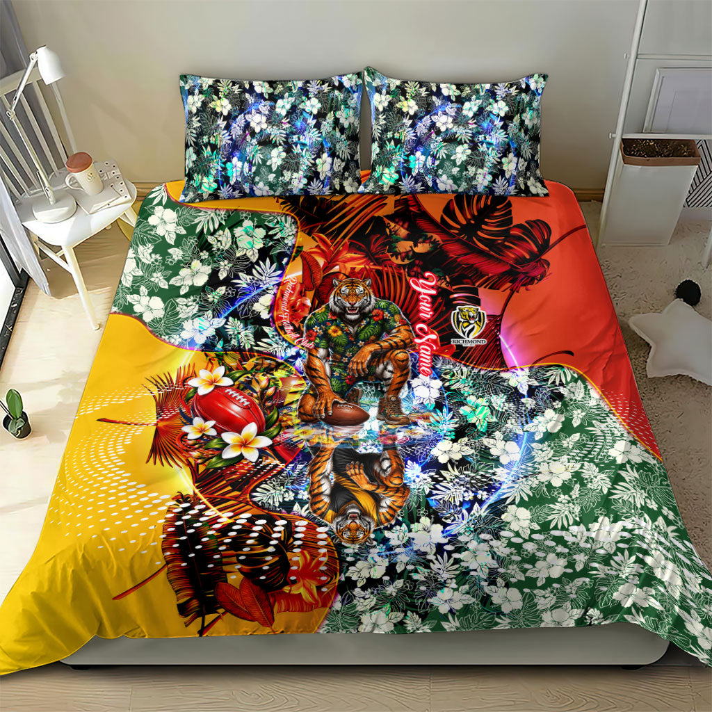 Personalized Richmond Football Tigers Bedding Set Tropical Hibiscus Flowers - Pacific Fusion Style
