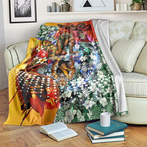 Personalized Richmond Football Tigers Blanket Tropical Hibiscus Flowers - Pacific Fusion Style