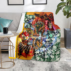 Personalized Richmond Football Tigers Blanket Tropical Hibiscus Flowers - Pacific Fusion Style