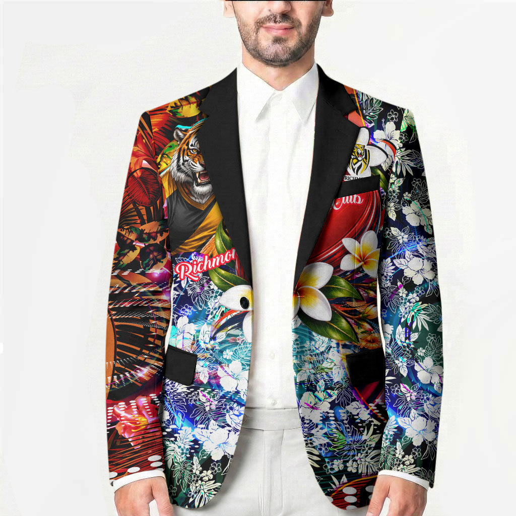 Personalized Richmond Football Tigers Blazer Tropical Hibiscus Flowers - Pacific Fusion Style