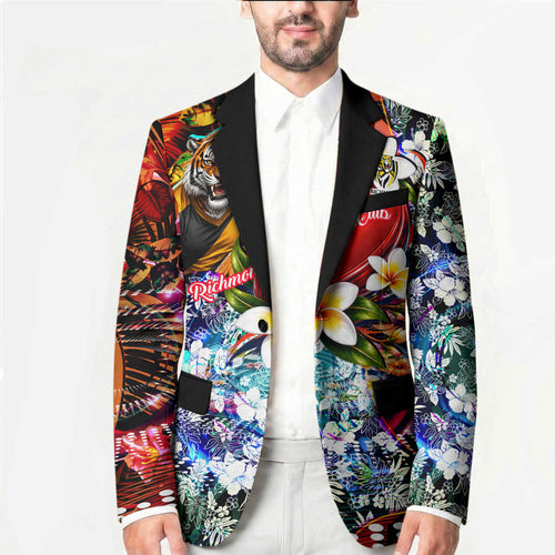Personalized Richmond Football Tigers Blazer Tropical Hibiscus Flowers - Pacific Fusion Style