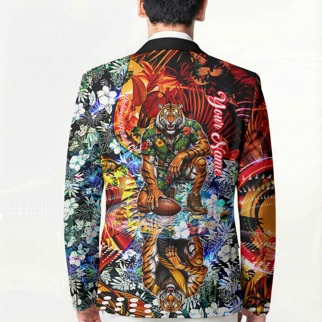 Personalized Richmond Football Tigers Blazer Tropical Hibiscus Flowers - Pacific Fusion Style