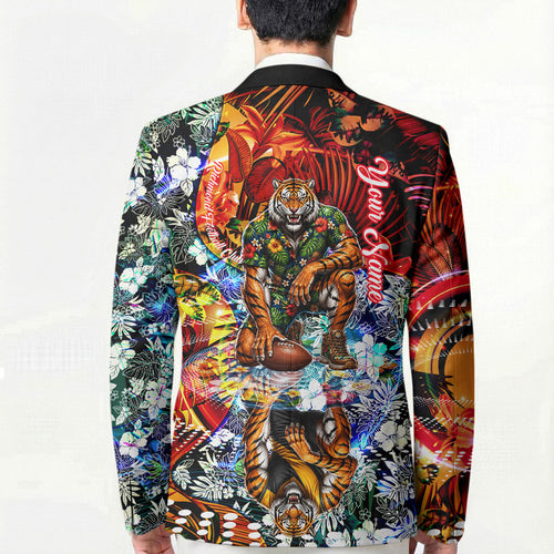 Personalized Richmond Football Tigers Blazer Tropical Hibiscus Flowers - Pacific Fusion Style