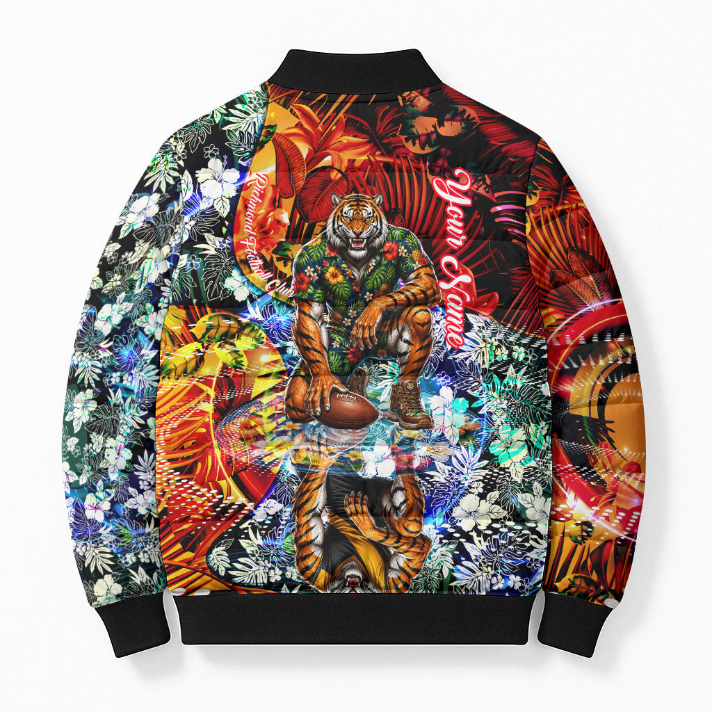 Personalized Richmond Football Tigers Bomber Puffer Jacket Tropical Hibiscus Flowers - Pacific Fusion Style