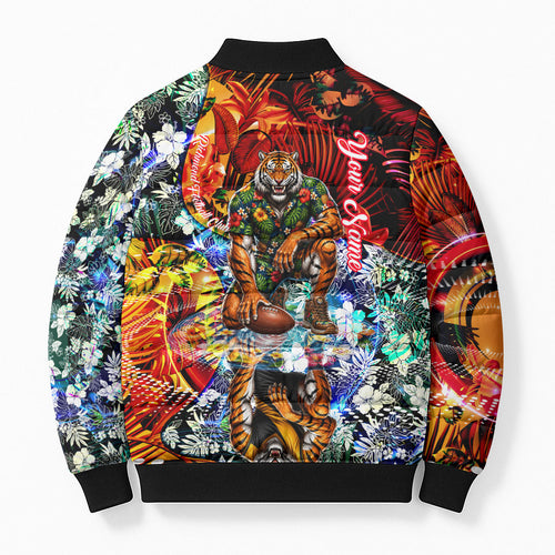 Personalized Richmond Football Tigers Bomber Puffer Jacket Tropical Hibiscus Flowers - Pacific Fusion Style