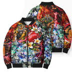 Personalized Richmond Football Tigers Bomber Puffer Jacket Tropical Hibiscus Flowers - Pacific Fusion Style