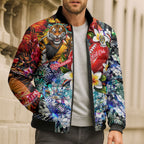 Personalized Richmond Football Tigers Bomber Puffer Jacket Tropical Hibiscus Flowers - Pacific Fusion Style