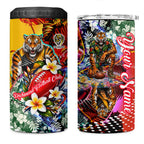 Personalized Richmond Football Tigers 4 in 1 Can Cooler Tumbler Tropical Hibiscus Flowers - Pacific Fusion Style
