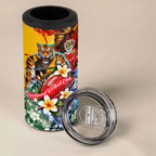 Personalized Richmond Football Tigers 4 in 1 Can Cooler Tumbler Tropical Hibiscus Flowers - Pacific Fusion Style