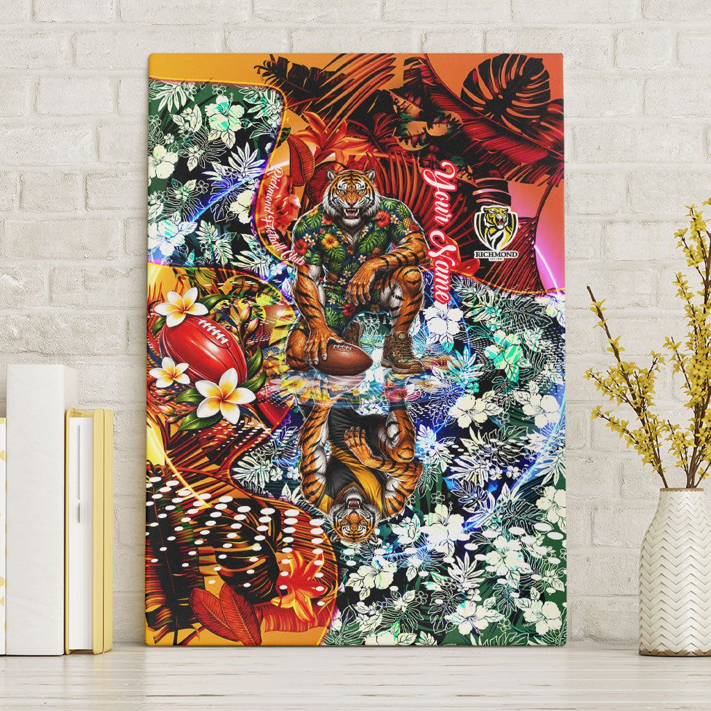 Personalized Richmond Football Tigers Canvas Wall Art Tropical Hibiscus Flowers - Pacific Fusion Style