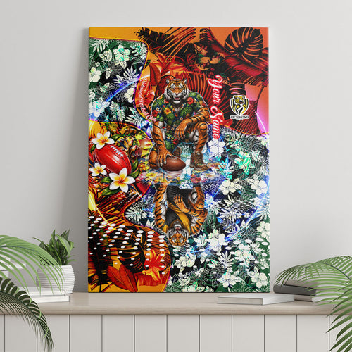 Personalized Richmond Football Tigers Canvas Wall Art Tropical Hibiscus Flowers - Pacific Fusion Style