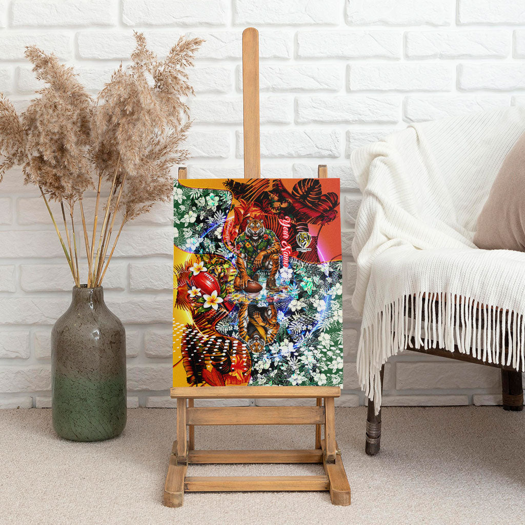 Personalized Richmond Football Tigers Canvas Wall Art Tropical Hibiscus Flowers - Pacific Fusion Style