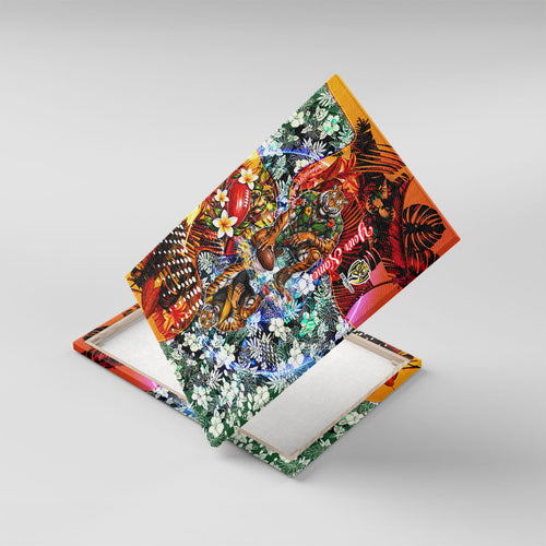 Personalized Richmond Football Tigers Canvas Wall Art Tropical Hibiscus Flowers - Pacific Fusion Style
