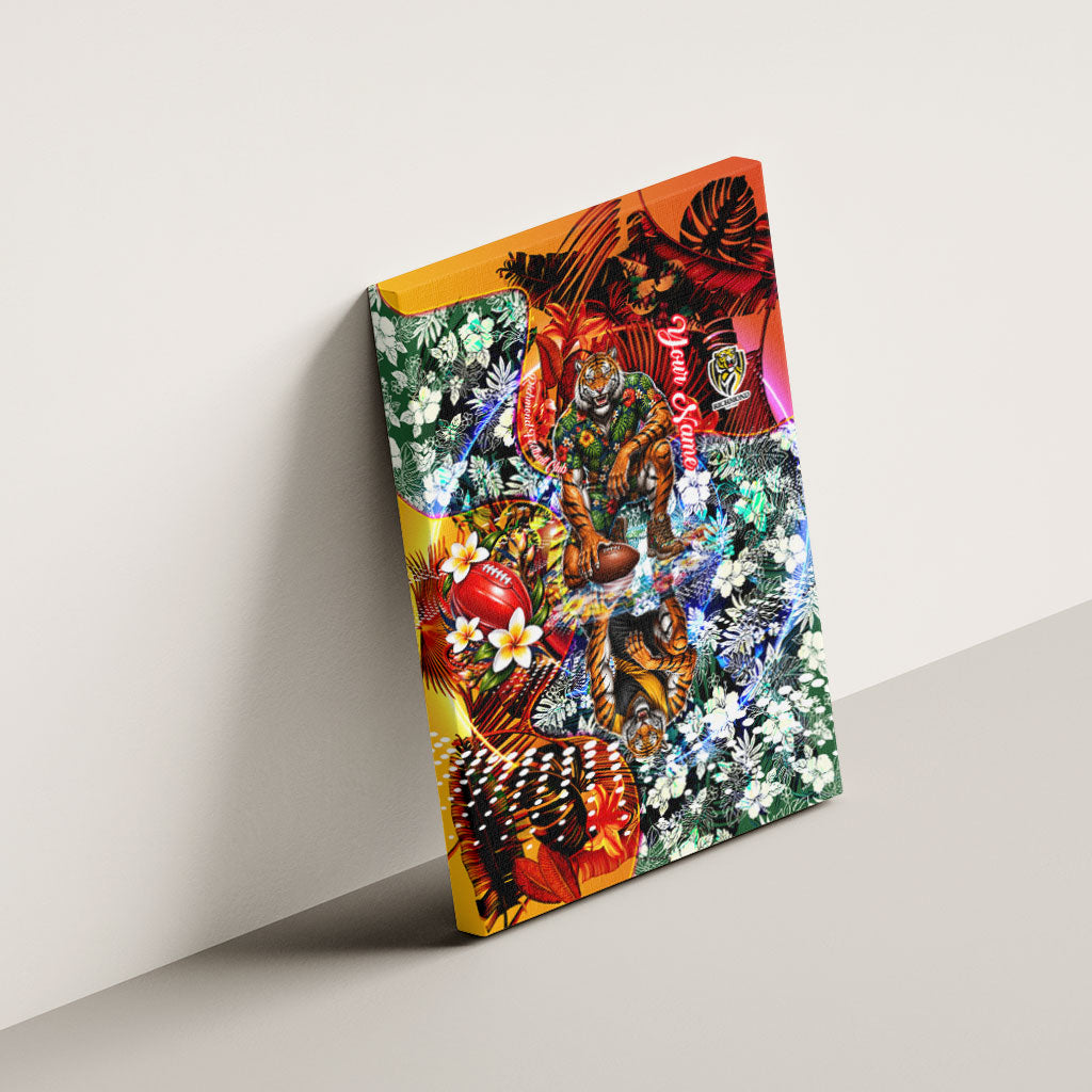 Personalized Richmond Football Tigers Canvas Wall Art Tropical Hibiscus Flowers - Pacific Fusion Style