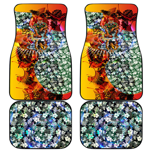 Personalized Richmond Football Tigers Car Mats Tropical Hibiscus Flowers - Pacific Fusion Style