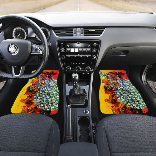 Personalized Richmond Football Tigers Car Mats Tropical Hibiscus Flowers - Pacific Fusion Style