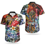 Personalized Richmond Football Tigers Couples Matching Mermaid Dress and Hawaiian Shirt Tropical Hibiscus Flowers - Pacific Fusion Style