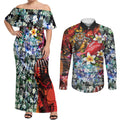 Personalized Richmond Football Tigers Couples Matching Off Shoulder Maxi Dress and Long Sleeve Button Shirt Tropical Hibiscus Flowers - Pacific Fusion Style