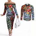 Personalized Richmond Football Tigers Couples Matching Off The Shoulder Long Sleeve Dress and Long Sleeve Button Shirt Tropical Hibiscus Flowers - Pacific Fusion Style