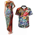 Personalized Richmond Football Tigers Couples Matching Tank Maxi Dress and Hawaiian Shirt Tropical Hibiscus Flowers - Pacific Fusion Style