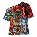 Personalized Richmond Football Tigers Cross Shoulder Shirt Tropical Hibiscus Flowers - Pacific Fusion Style