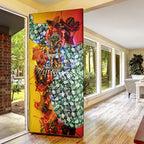 Personalized Richmond Football Tigers Door Cover Tropical Hibiscus Flowers - Pacific Fusion Style