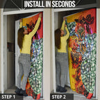 Personalized Richmond Football Tigers Door Cover Tropical Hibiscus Flowers - Pacific Fusion Style
