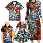 Personalized Richmond Football Tigers Family Matching Long Sleeve Bodycon Dress and Hawaiian Shirt Tropical Hibiscus Flowers - Pacific Fusion Style